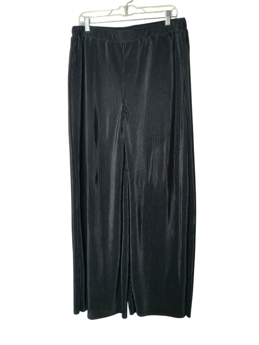 Molly Bracken Womens XL Pleated Wide-Leg Pants Black Chic Elegant Elastic Career